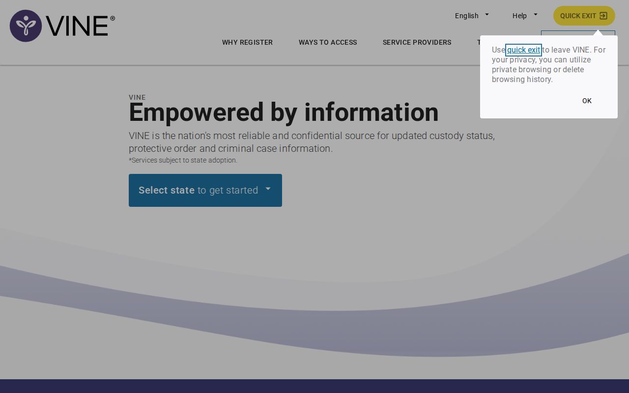 VINELink custody alerts for a Lake County arrest lookup