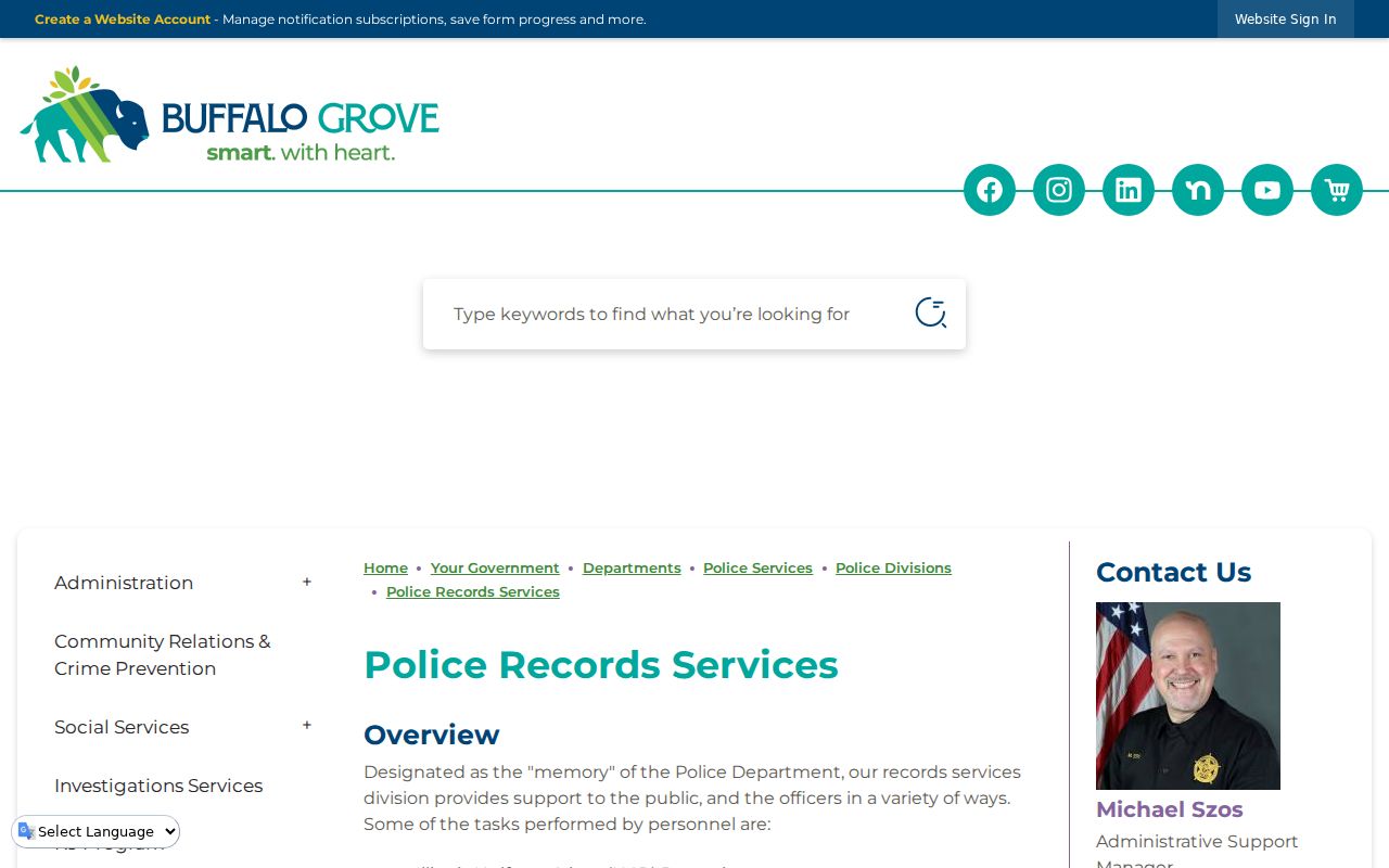 Buffalo Grove criminal records GovQA request route