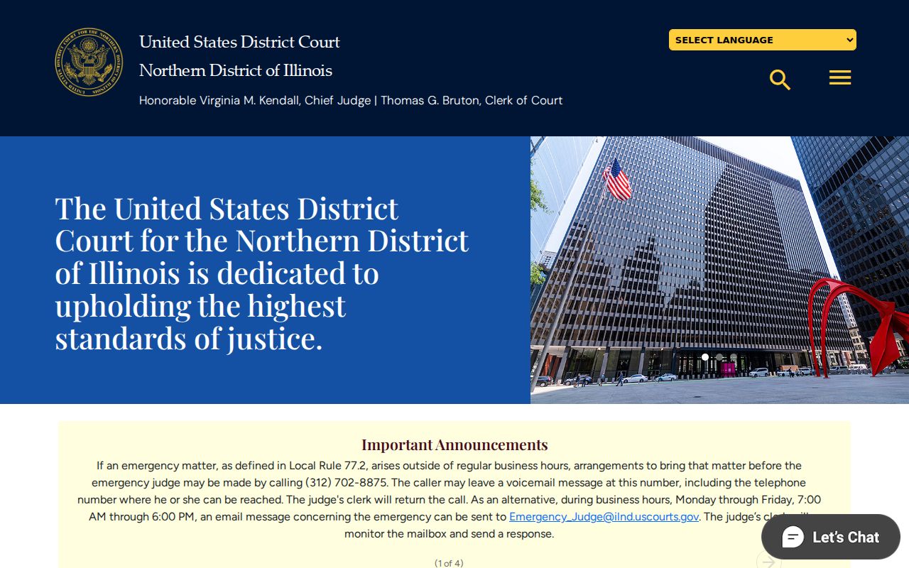 Northern District court serving federal criminal cases from Lake County