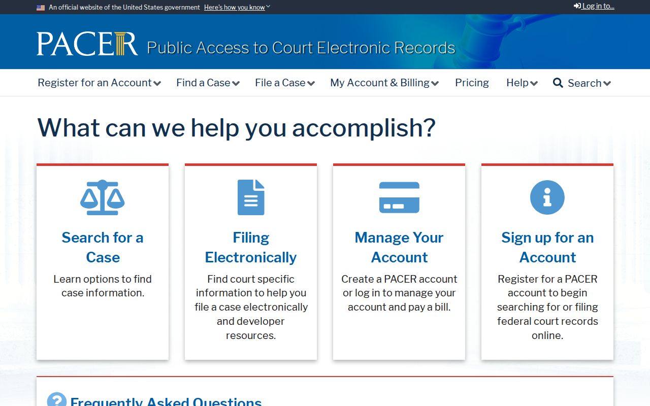 Federal PACER search separate from Lake County criminal court cases