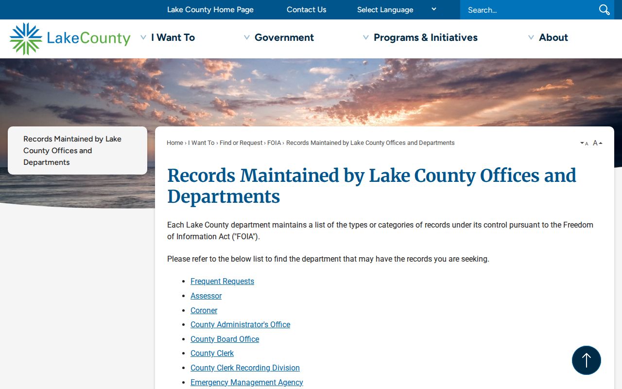 Lake County Illinois criminal record custodian guide