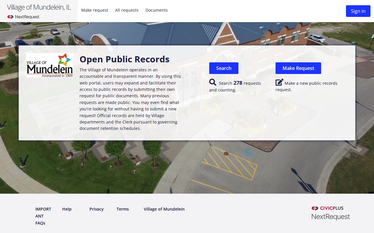 Mundelein criminal records NextRequest FOIA portal